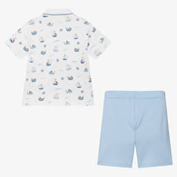 Kissy Kissy-Boys Pima Cotton Boats At Sea Shorts Set | Childrensalon Outlet