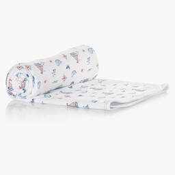 Kissy Kissy-Boys Sail N Whale Pima Cotton Blanket (72cm) | Childrensalon Outlet