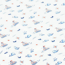 Kissy Kissy-Boys Sail N Whale Pima Cotton Blanket (72cm) | Childrensalon Outlet