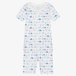 Kissy Kissy-طقم بيجاما شورت قطن بيما لون أزرق وأبيض | Childrensalon Outlet