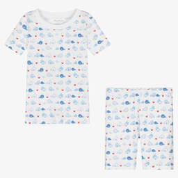 Kissy Kissy-طقم بيجاما شورت قطن بيما لون أزرق وأبيض | Childrensalon Outlet