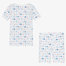 Kissy Kissy-طقم بيجاما شورت قطن بيما لون أزرق وأبيض | Childrensalon Outlet