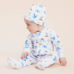 Kissy Kissy-طقم أفرول بيبي غرو قطن بيما لون أبيض وأزرق للمواليد | Childrensalon Outlet