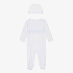 Kissy Kissy-طقم بيبي غرو قطن بيما لون أبيض وأزرق للمواليد | Childrensalon Outlet