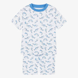 Kissy Kissy-Boys White Cotton Swift Sharks Pyjamas | Childrensalon Outlet