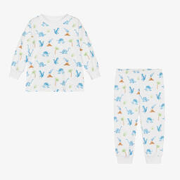 Kissy Kissy-Boys White Dino Territory Pima Cotton Pyjamas | Childrensalon Outlet