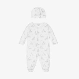 Kissy Kissy-Boys White Giraffe Cotton Babygrow Set | Childrensalon Outlet