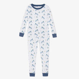 Kissy Kissy-Boys White Pima Cotton Train Depot Pyjamas | Childrensalon Outlet