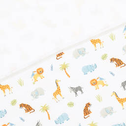 Kissy Kissy-Boys White Tropical Jungle Pima Cotton Blanket (73cm) | Childrensalon Outlet