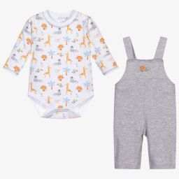 Kissy Kissy-طقم دانغريز قطن جيرسي لون رمادي للمواليد | Childrensalon Outlet