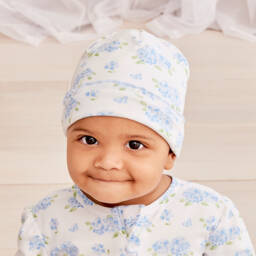 Kissy Kissy-Girls Blue Hydrangea Cotton Cap | Childrensalon Outlet