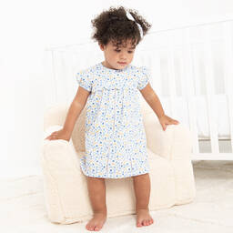 Kissy Kissy-Girls Blue Pima Cotton Floral Fantasy Dress | Childrensalon Outlet