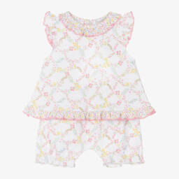 Kissy Kissy-Girls Elegant White Floral Bloomer Set | Childrensalon Outlet