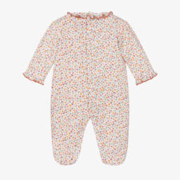 Kissy Kissy-Girls Ivory Floral Cotton Babygrow | Childrensalon Outlet