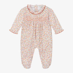 Kissy Kissy-Girls Ivory Floral Cotton Babygrow | Childrensalon Outlet