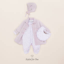 كيسي كيسي-مريلة قطن بيما لون بنفسجي للمولودات | Childrensalon Outlet