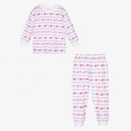 كيسي كيسي-بيجاما قطن بيما جيرسي لون زهري وأبيض للبنات | Childrensalon Outlet