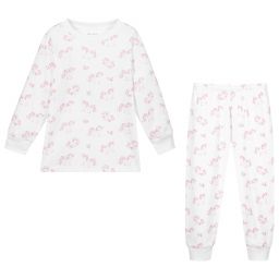 كيسي كيسي-بيجاما قطن بيما لون أبيض وزهري للبنات | Childrensalon Outlet