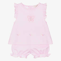 Kissy Kissy-Girls Pink Cotton Butterfly Flutters Shorts Set | Childrensalon Outlet