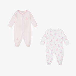 Kissy Kissy-أفرول بيبي غرو قطيفة وقطن لون زهري (عدد 2) | Childrensalon Outlet