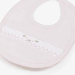 كيسي كيسي-مريلة قطن بتطريز سموك لون زهري للمولودات | Childrensalon Outlet