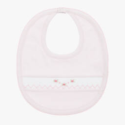 كيسي كيسي-مريلة قطن بتطريز سموك لون زهري للمولودات | Childrensalon Outlet