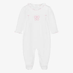 Kissy Kissy-Girls White Cotton Butterfly Flutters Babygrow | Childrensalon Outlet