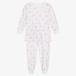 كيسي كيسي-بيجاما قطن بيما جيرسي لون أبيض للبنات | Childrensalon Outlet