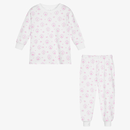 كيسي كيسي-بيجاما قطن بيما جيرسي لون أبيض للبنات | Childrensalon Outlet