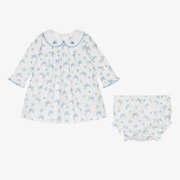 Kissy Kissy-Girls White Dress with Blue Bows | Childrensalon Outlet