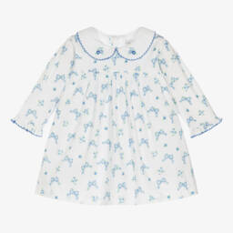 Kissy Kissy-Girls White Dress with Blue Bows | Childrensalon Outlet