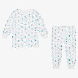 Kissy Kissy-Girls White Flowering Winter Blues Pyjamas | Childrensalon Outlet