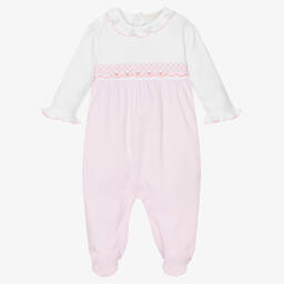Kissy Kissy-Girls White & Pink Summer Bishop Babygrow | Childrensalon Outlet