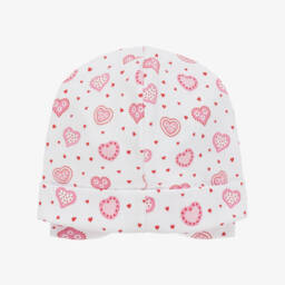 Kissy Kissy-Infant Girls White Heart Patterned Cap | Childrensalon Outlet