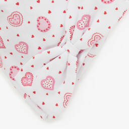 Kissy Kissy-Infant Girls White Heart Patterned Cap | Childrensalon Outlet