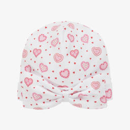 Kissy Kissy-Infant Girls White Heart Patterned Cap | Childrensalon Outlet
