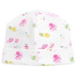 Kissy Kissy-قبعة قطن بيما لون أبيض بطبعة بحرية للبنات | Childrensalon Outlet
