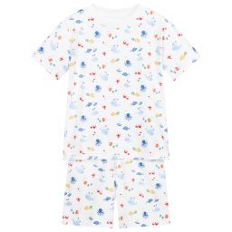 Kissy Kissy-بيجاما شورت قطن بيما لون أبيض للأولاد | Childrensalon Outlet