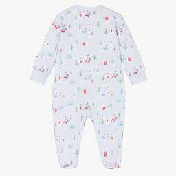 Kissy Kissy-Pale Blue Pima Cotton Babygrow | Childrensalon Outlet