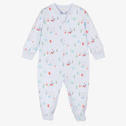 Kissy Kissy-Pale Blue Pima Cotton Babygrow | Childrensalon Outlet