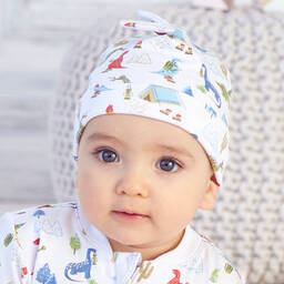 كيسي كيسي-قبعة قطن بيما لون أبيض بطبعة ملونة للأطفال | Childrensalon Outlet