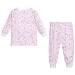 كيسي كيسي-بيجاما قطن لون أبيض وزهري للبنات | Childrensalon Outlet