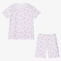 كيسي كيسي-بيجاما قطن بيما جيرسي لون أبيض للبنات | Childrensalon Outlet