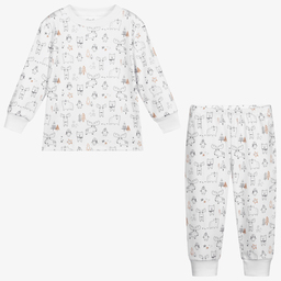 Kissy Kissy-بيجاما قطن بيما لون أبيض | Childrensalon Outlet