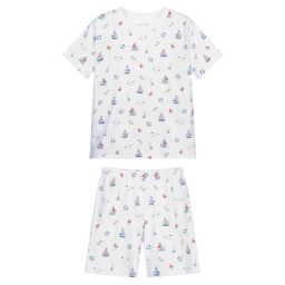 Kissy Kissy-بيجاما شورت قطن بيما لون أبيض للأولاد | Childrensalon Outlet