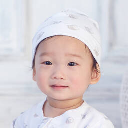 Kissy Kissy-قبعة قطن بيما لون أبيض ورمادي للأطفال | Childrensalon Outlet