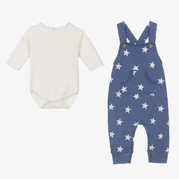 Kissy Kissy-Pima Cotton Star Dungarees Set | Childrensalon Outlet