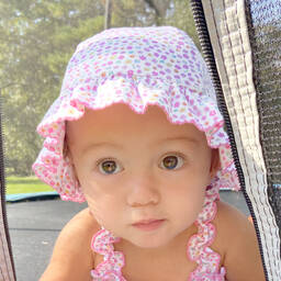 Kissy Kissy-Розовая шапочка из хлопка пима с принтом Garden | Childrensalon Outlet