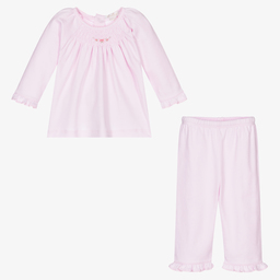 كيسي كيسي-طقم بنطلون قطن بيما جيرسي لون زهري للمولودات | Childrensalon Outlet