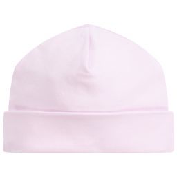 Kissy Kissy-قبعة قطن بيما مطرز لون زهري و أبيض للمولودات | Childrensalon Outlet